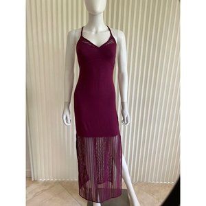 Womens Asos Purple Crochet Knit Maxi Long Dress Straps Viscose Size US 6 UK 10